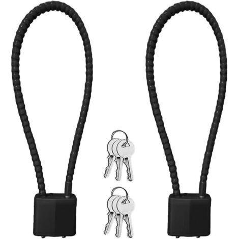 2er-pack Kabelschloss Mit Schlüssel, Robustes Vorhängeschloss Mit Langem Bügel Und 6 Schlüsseln, Größerer Schließraum, Für Koffer, Tor, Fahrrad, Garage, Fitnessstudio, Schließfach