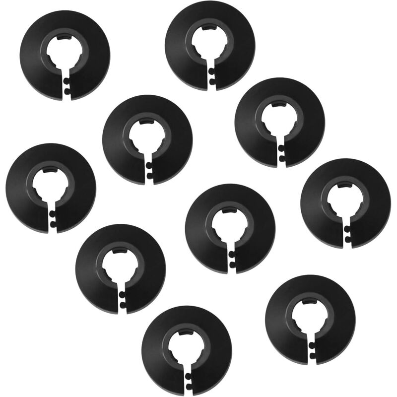 10 Pièces Colliers De Tuyau De Radiateur Couvercle Noir, Colliers De Pipe En Plastique Rosace Radiateur, Plomberie Cache Tuyaux Pour D'Eau 16 Mm Diamètre Rosace De Radiateur