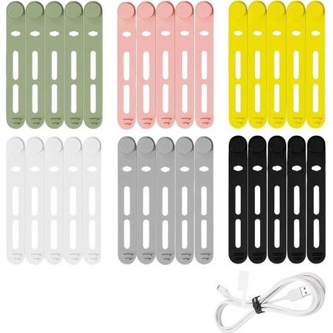 30-teiliger Kabel-organizer, Schreibtisch-kabel-organizer, Wiederverwendbarer Kabelwickler, Elastischer Organizer Zum Organisieren Von Lade-, Audio- Und Netzwerkkabeln