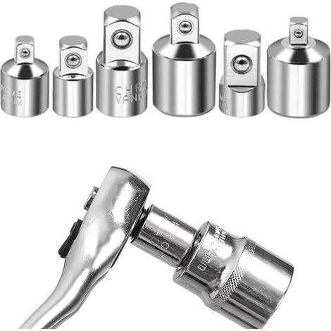 Steckschlüsseladapter, 6-teiliger Ratschenadapter, Adaptersatz 1/4 Zoll Auf 3/8 Zoll, 3/8 Zoll Auf 1/4 Zoll, 3/8 Zoll Auf 1/2 Zoll, 1/2 Zoll Auf 3/8 Zoll, 1/2 Zoll Auf 1/4 Zoll, 1/4 Zoll Auf 1/2 Zoll,