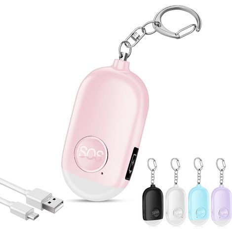 130 Db Anti-agressions-personalalarm Mit Schlüsseltür, Wiederaufladbarer Taschenlampe Mit Led-taschenlampenlampe (rose)