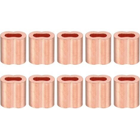 1/8 Zoll/3 Mm Drahtseil-schlaufenhülse, 10 Stück Kupfer-doppel-crimp-schlaufenhülse Für Drahtseil-kabelverschraubungen, Golden