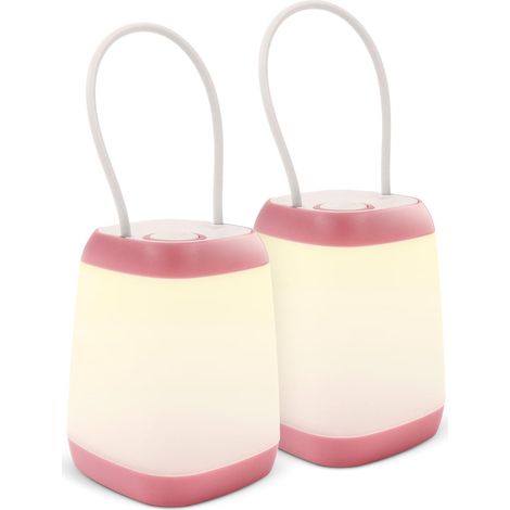 Set Mit 2 Led-stablampen, Tragbare Led-tischlampen, Ipx4-schutz, 3 Modi [rose]