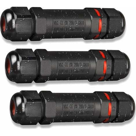 Wasserdichte Abzweigdose, 3 Stück Outdoor-elektrostecker Ip68, Wasserdichte Domino-abzweigdose Ø 1 Mm-13 Mm…