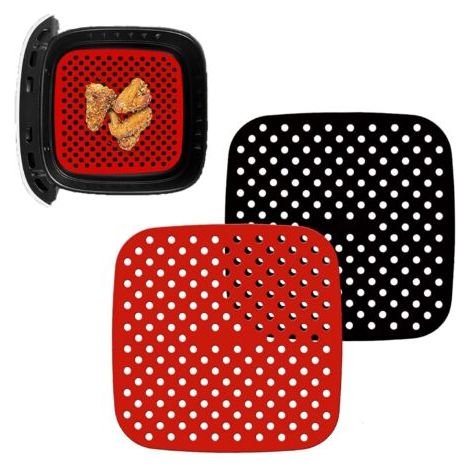 2 Stück 7,5 Zoll Quadratische Luftfritteusen-beschichtung, Antihaftbeschichtung, Luftfritteusen-zubehör, Wiederverwendbare Silikon-luftfritteusenmatte, Dampfkorb