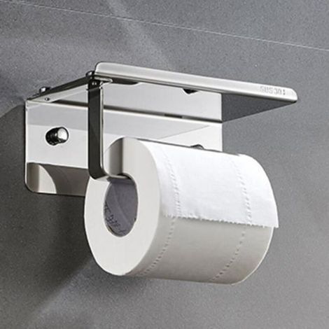 Wandmontierter Toilettenpapierhalter Mit Ablagefläche Aus Edelstahl 304, Badezimmer-telefonhalter Silber