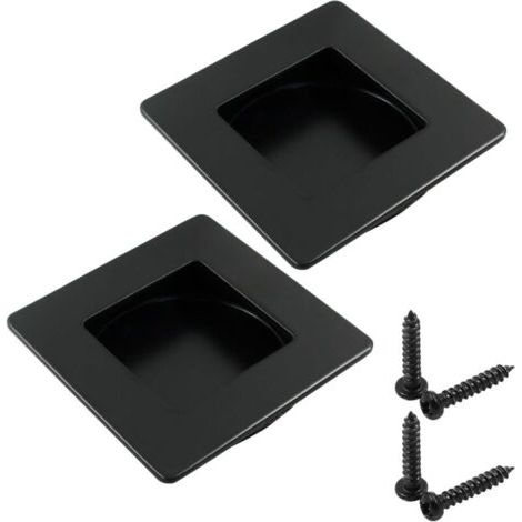 Set Mit 2 (schwarzen) Quadratischen Versenkten Edelstahl-schiebetürgriffen Für Schränke, Schubladen Und Schränke, Mit Schrauben