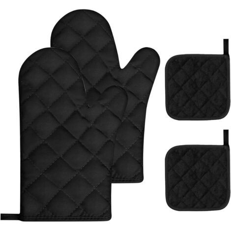 Ofenhandschuhe-set, 4 Stück, Hitzebeständige Und Rutschfeste Küchenhandschuhe Und Topflappen Zum Kochen, Backen, Grillen