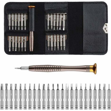 Mini Tournevis Précision Kit Werkzeuge Zur Reparatur Tragbarer Tournevis De Précision Mit Etui Und Leder Für Laptop Montre Bijoux Jouets 25 In 1
