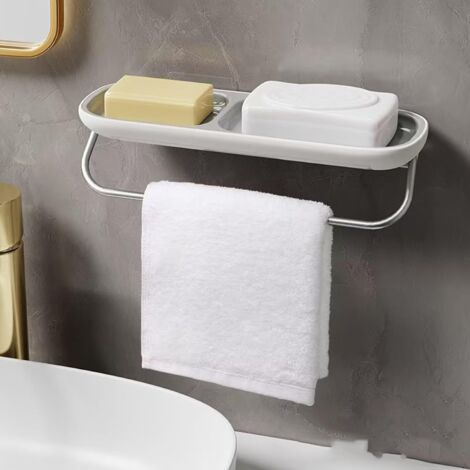 Seifenschale Mit Duschtuchhalter, Selbstentleerend, Wandmontage Für Badezimmer, Grau
