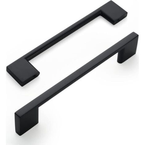 Set Mit 2 Schwarzen Küchengriffen Aus Zinklegierung, 128 Mm, Mit Schrauben Für Schubladen, Schränke Und Schränke