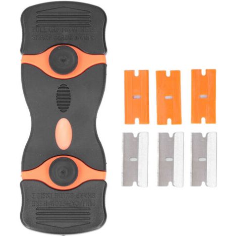 2 Stück 2-in-1-schaber Mit Metall-/abs-kunststoffklingen Zum Reinigen (schwarz-orange)