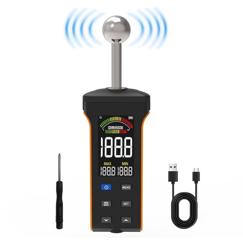 Wiederaufladbarer Feuchtigkeitsmesser, Feuchtigkeitstester, Zerstörungsfreie Messung, Mauerwerk-feuchtigkeitsmesser Mit Farb-lcd-display Und Akustischem Alarm Für Wände, Holz, Gips, Holzfeuchtetester,