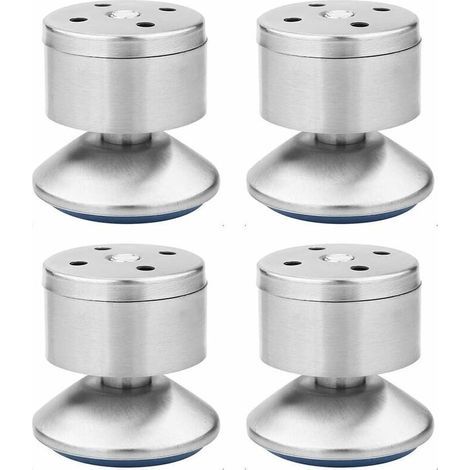 Pieds Nivellement Réglables Acier Inoxydable Pieds Canapé Reglables Multifonction Métal Tapis En Caoutchouc, Einfache Installation, Praktische Tische, Schränke, Canapés, Lits Usw. – 4 Teile (silber)