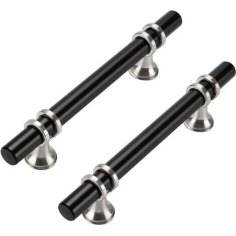 10 Stück Küchentürgriffe, Möbelgriffe, 96 Mm, Edelstahl, Schwarz, Silber Und Schwarz.