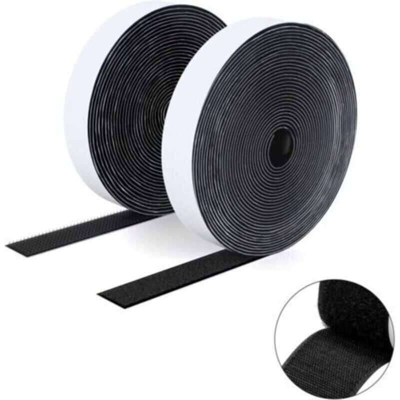 2 Selbstklebende Doppelseitige Häkel- Und Bouclé-stickereien, 20 Mm X 5 M, Ruban-selbstklebeband, Robuste Bänder, Ruban-stickerei Für Fotorahmen, Moustiquaires, Tapis, Bastelarbeiten – Schwarz