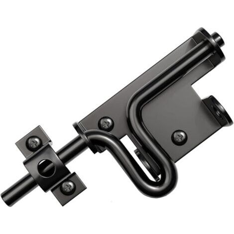 Außenschieberiegel Für Gartentorriegel Mit Loch Für Vorhängeschloss, Sicherer Türschließer Aus Schwarzem Metall.