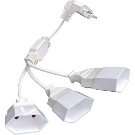 3-in-1-euro-verlängerungskabel, 0,5 M Langes Euro-verlängerungskabel, Flachstecker-verlängerungskabel, 250 V/2,5 A Max. Für Den Innenbereich, Tv, Monitor, Pc (weiß)