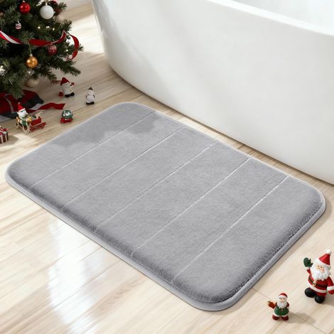 Tapis De Bain En Mousse À Mémoire De Forme, Ultra Doux, Antiderapant, Waschbar In Der Maschine, 24 X 17 Cm, Grau.