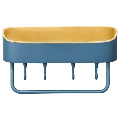 Badezimmer-aufbewahrungsregal, Blau, 27 X 10,5 X 11 Cm, 1 Stück, Ohne Bohren, Badezimmer-tür-duschgel-regal Mit Haken