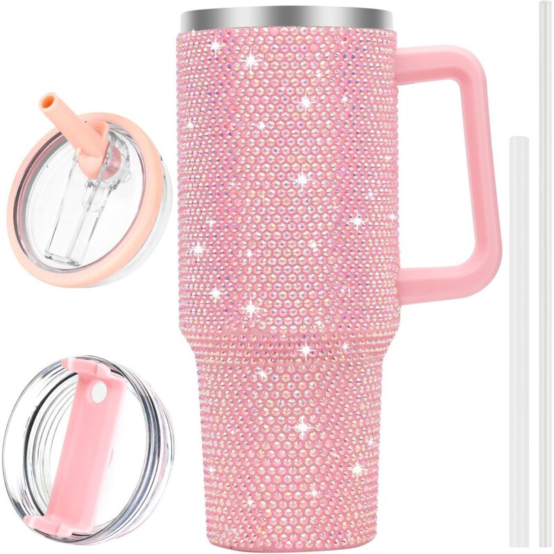 1,2-l-becher Mit Henkel Und Glitzer, Rosa