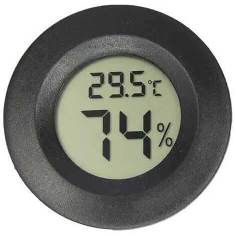 Schwarzes Digitales Thermometer Und Hygrometer, 1,85 Zoll Rund, Integriertes Elektronisches Reptilienthermometer Und Hygrometer.