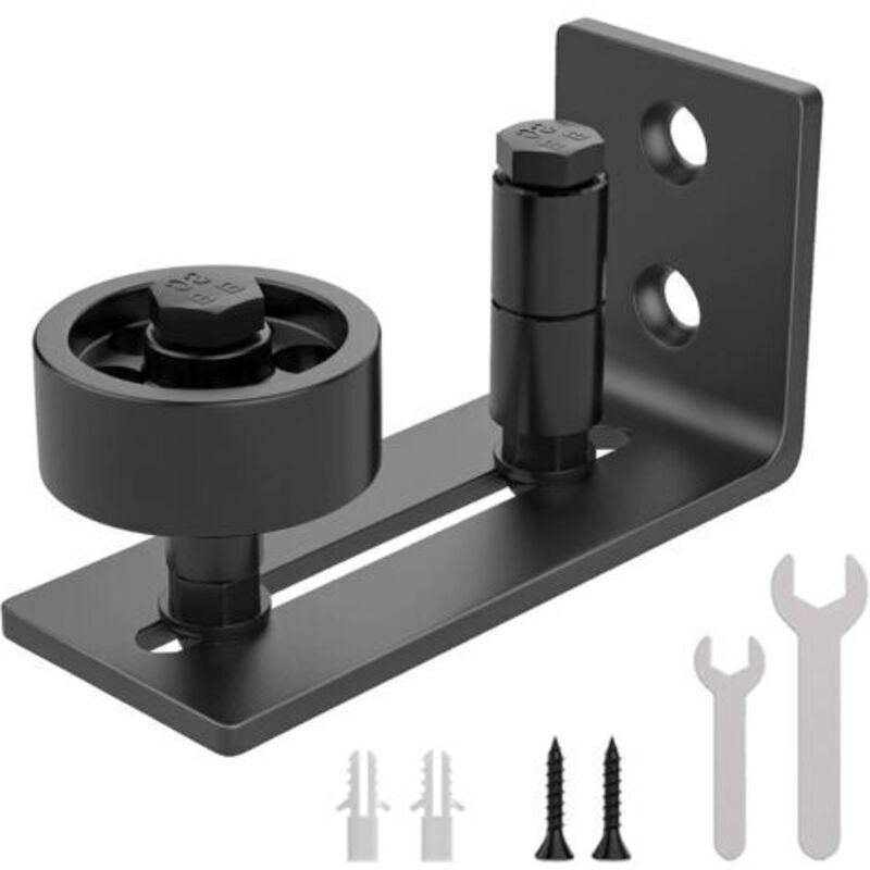 Pr Hochleistungs-schiebetürschiene Für Scheunentore, 8-in-1-stopper Aus Schwarzem Kohlenstoffstahl, Bündiges Bodendesign, Boden- Und Türverkleidungen, Verstellbare Rollen, Wandmontagesystem