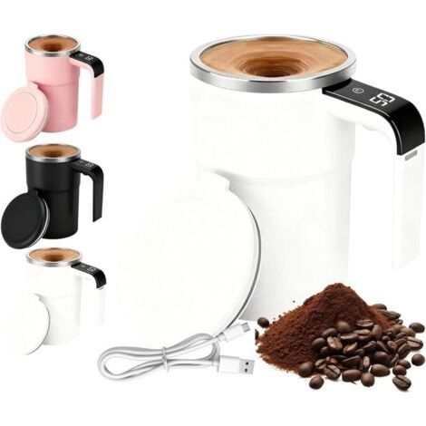 Automatischer Mixbecher 380 Ml – Usb Wiederaufladbarer Magnetischer Mixer Mit Deckel, Waschbar Für Kaffee, Milch, Kakao Und Heiße Getränke (weiß)