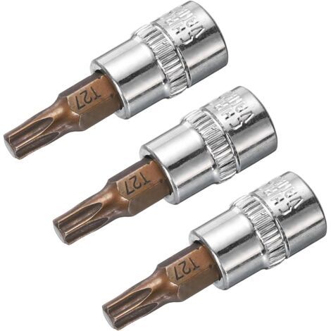 3 Stück 1/4-zoll-antrieb T27 Torx-bit-stecknuss, S2-stahl-bits Cr-v-stecknüsse Zur Verwendung Mit Ratsche, Gleitstange, Verlängerungsstange
