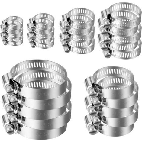 Collier De Serrage Tuyau, 30pcs Collier Serrage Inox 304, 6-51mm Réglable, Colliers De Serrage Métallique, Collier Durite Pour Famille Tuyau D'Eau, Piscine, Machine À Laver, Lave-vaisselle