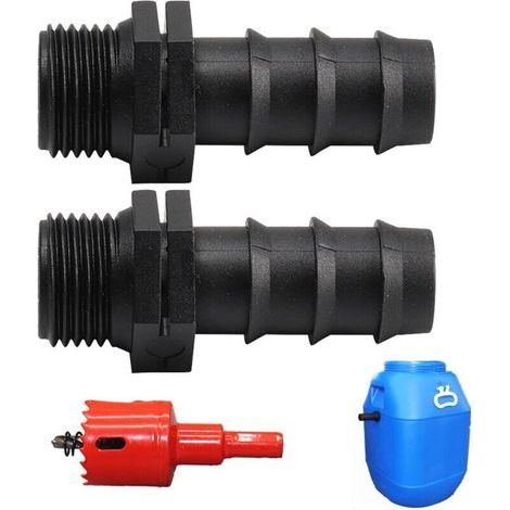 Regenwassersammler-set, Regenwassertank-anschlussset Für Regentank, Wassertanks, Zisternen, Überlauftank, Durchgangswassertankwand, Gerades Ende, Durchmesser 25 Mm