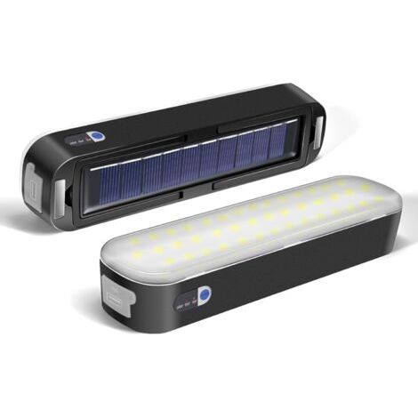 2 Stück All-in-one-led-solarleuchten (schwarz), Magnetische Campingleuchten, Zeltleuchten Für Den Außenbereich, 3600 Mah, Wiederaufladbar Über Usb, Campingzubehör, Mobile Notleuchten