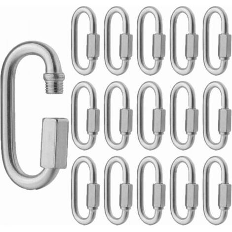 16er-pack M5-schnellverschluss-karabiner, 304-edelstahl, D-form, Mini-schraubkarabiner Für Wandern, Camping, Indoor-outdoor-zubehör