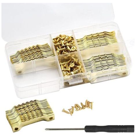 100 Stück Bilderhaken, Kommt Mit 200 Flachkopfschrauben Und Einem Schraubendreher, Lasche Zum Aufhängen Von Bildern, Bilderaufhänger, Bildaufhänger, Bildaufhänger, Wand-bildhaken, Wand-bilderhaken