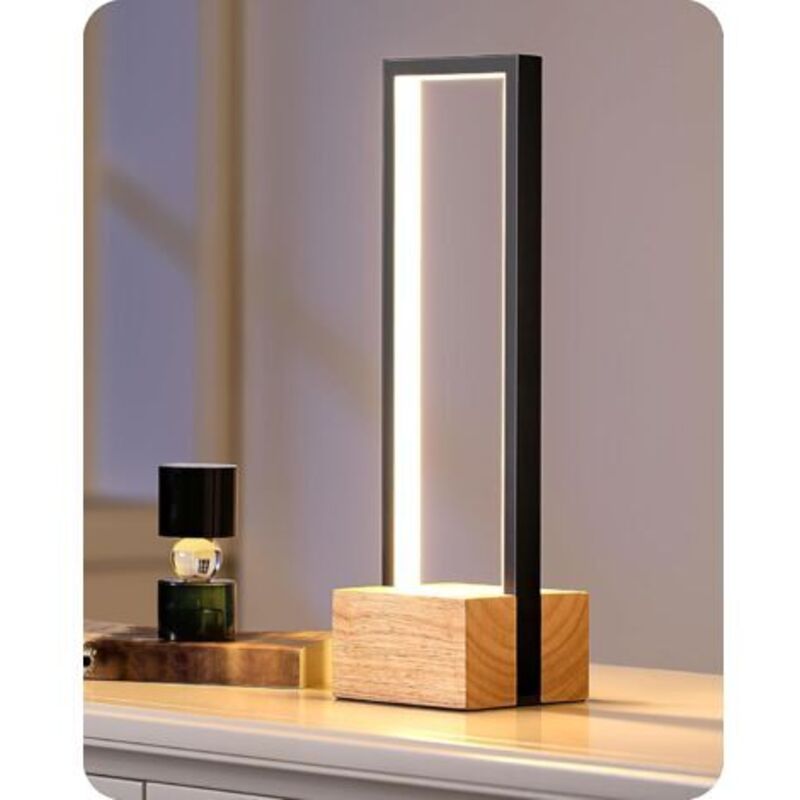 Pr Lampe De Chevet Led Und Holz, Taktile Steuerung, Dimmbar Und Kontinuierlich, 3 Farbtemperaturen, Lampe Des Table Design Moderne