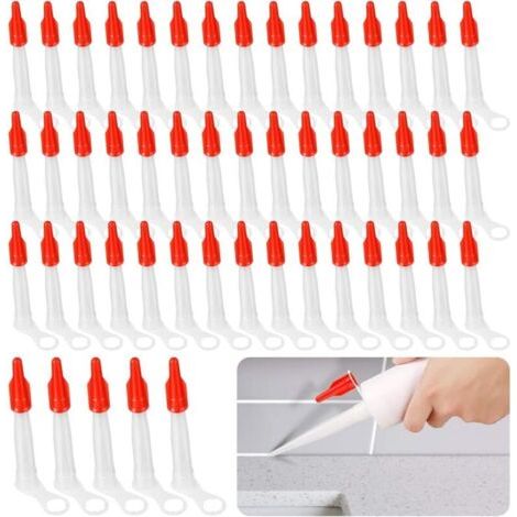 50 Stück Embout Cartouche Silicone Et Capuchons D'Étanchéité Rouge Embouts De Cartouche Buses Calfeutrage Plastique Canule Silicone Pour Mastic Adhésif Cuisine Maison