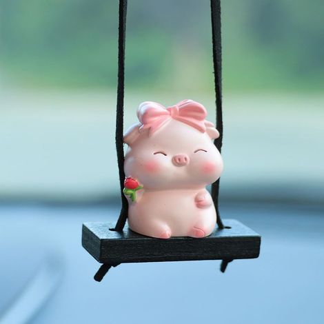Entzückendes Schmuckstück Für Das Auto In Form Einer Cochon, Das In Balance Ist, Als Anhänger Für Den Autoretroviseur In Form Einer Cochon, Als Zubehör Für Den Innenbereich Des Autos (cochon Avec Nœud