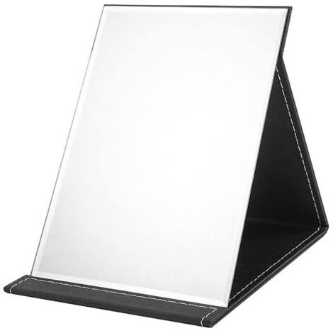 Klappbarer Make-up-spiegel, Reisespiegel, Tragbar, Faltbar, Taschenspiegel Mit Gepolstertem Bezug Aus Schwarzem Pu-leder, Tischspiegel Für Schminktisch, Schlafzimmer, Badezimmer, Büro, Camping