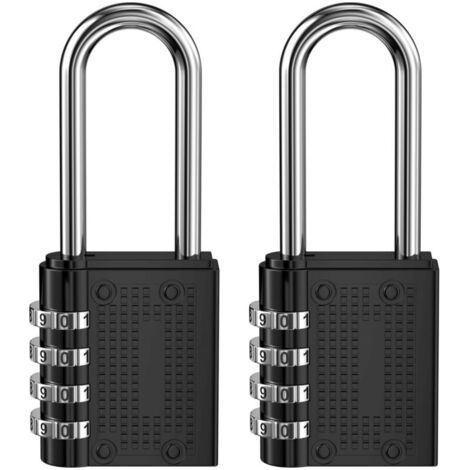 2er-pack 4-stellige Zahlenkombinations-vorhängeschloss, Fitnessstudio-schrankschloss, Reset-code-schloss, Vorhängeschloss Für Aktenschränke (schwarz)