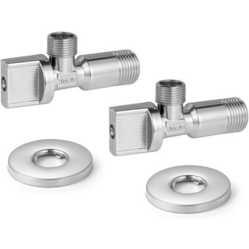 2 Stück Wc-eckventil, Vierteldrehung, Einlass 1/2 Zoll X Auslass 3/8 Zoll, Chrom