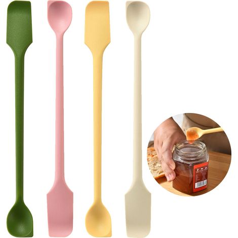 Set Mit 4 Kleinen, Wiederverwendbaren, Doppelseitigen Spateln, Mini-silikonspatel Für Gebäck Und Kochen, Geeignet Für Marmeladengläser Und Sahnetöpfe