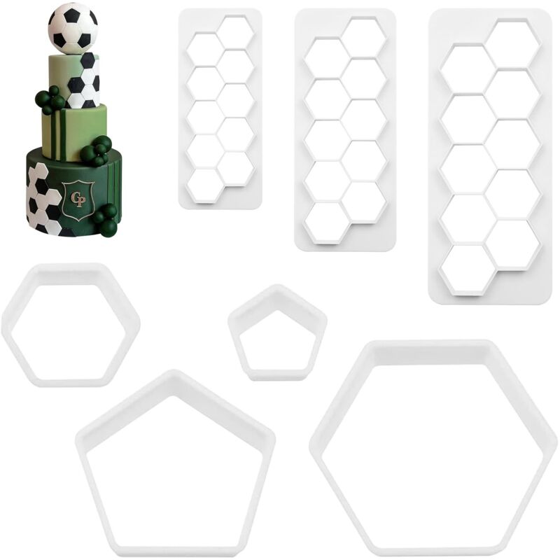 Fußball-ausstechformen, 7 Stück, Fußball-keksformen, 7 Größen, Keksform, Kunststoff-ausstechformen Für Kuchendekoration, Heimwerken, Kekse (weiß)