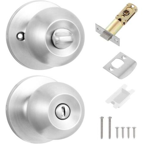 Bouton De Porte Sans Clé Serrure Ronde Poignée De Porte Privée Pour Chambre À Coucher, Salle De Bain, Portes Intérieures (silber)
