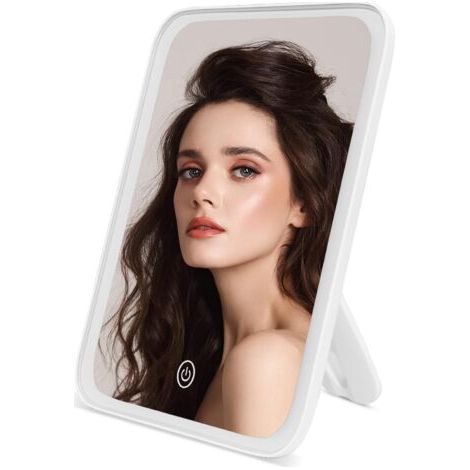 Weißer Tragbarer Beleuchteter Schminkspiegel, Tischspiegel Mit 37 Led-lichtern Und Touchscreen, Tischspiegel Mit 3 Lichtarten Und Usb-kabel Für Make-up Und Rasur