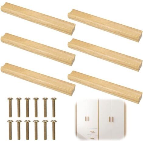 6 Stück Holzmöbelgriffe 160 Mm, Holzküchenmöbelgriffe, Küchenholzschubladengriffe Mit Schrauben, Für Türen, Schubladen, Schränke