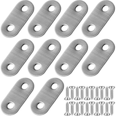 10 Stück Rechtwinkliger Flachcode Mit 20 Schrauben, Holz-metallhalterung, Flache Reparaturhalterung, Eckverbinder, Feste Reparaturhalterung