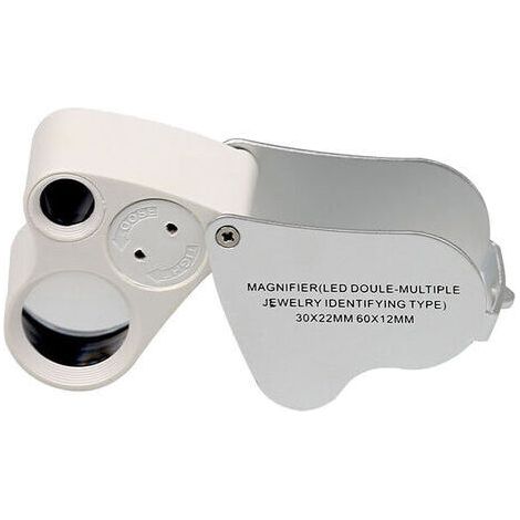 Doppellinsen-led-licht-faltlupe, Led-beleuchtung, Juwelierlupe, Bifokale Lupe, 60 X, 30 X, 12 Mm, 22 Mm