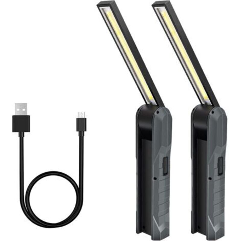 Pr Pièces Baladeuse Led Wiederaufladbar, Arbeitslampe 5 Modi, Mechanische Taschenlampe, Biegsame Lampe Mit Magnetischem Sockel, Inspektionslampe Für Camping, Autoreparatur, Grau