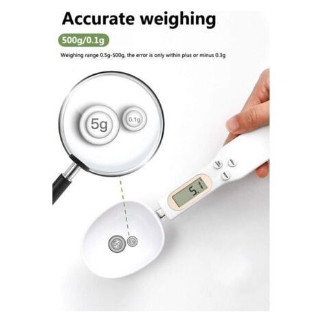 Messlöffel, Messlöffel, Tragbare Elektronische Waage, Küchenwaage, Lcd-display, Mini-digitalwaage, 500 G/0,1 G, Unverzichtbares Küchenwerkzeug (weiß)