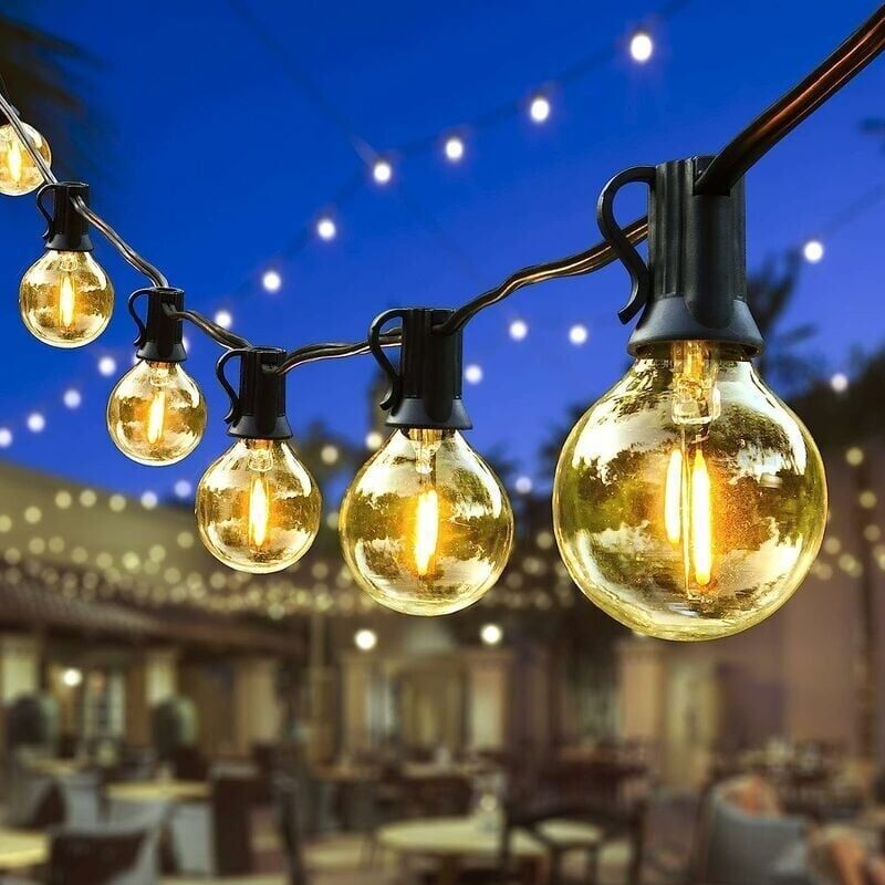 Guirlande Guinguette Exterieur, 7,6 Meter Mit 25+1 Ampullen Led Guirlande Guinguette Exterieur Intérieur Étanche Blanc Chaud Décoration Chane De Lumières Pour Fête Jardin Mariage Patio Nol